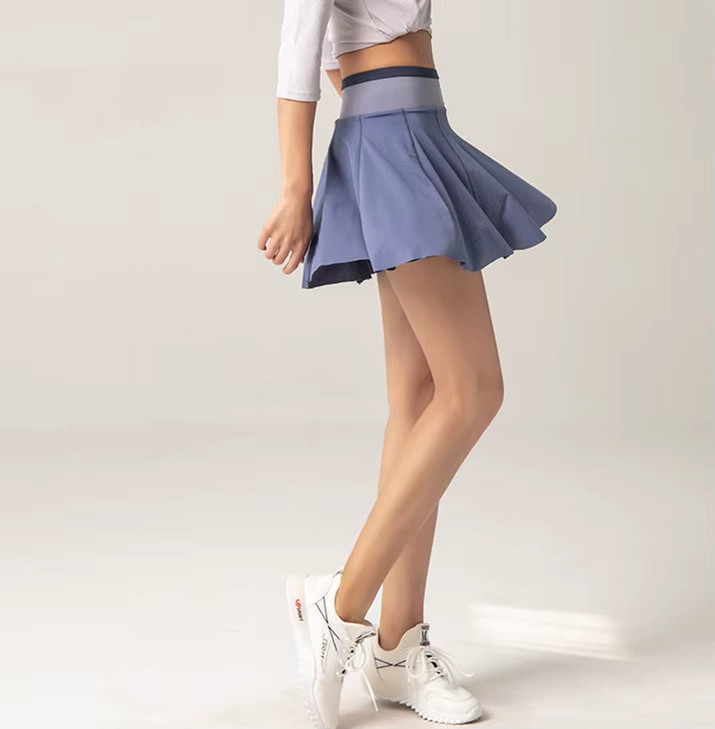 Falda Short Deportivo Mujer – Skort de Cintura Alta con Bolsillo, Secado Rápido para Tenis, Golf y Fitness