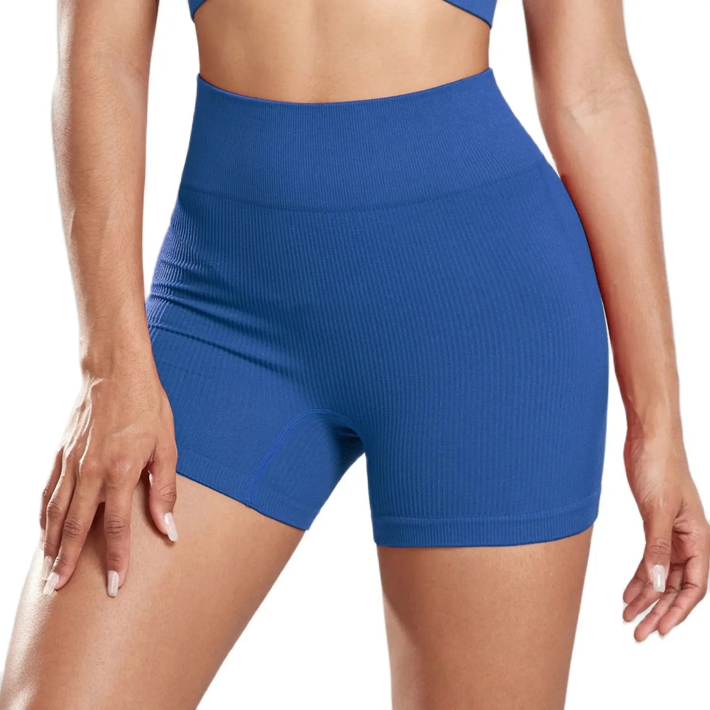 Shorts de Yoga Acanalados Sin Costuras para Mujer | Biker Shorts de Cintura Alta Push Up | Leggings Cortos Deportivos de Entrenamiento y Fitness