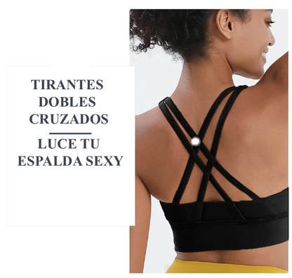 Top Deportivo Mujer – Sujetador Deportivo Yoga & Fitness de Nylon/Spandex | Transpirable, Sexy y Cómodo con Soporte Medio y Tirantes Cruzados