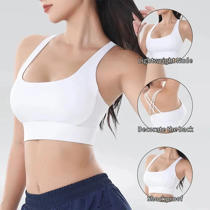 Top Deportivo Mujer – Sujetador Deportivo Yoga & Fitness de Nylon/Spandex | Transpirable, Sexy y Cómodo con Soporte Medio y Tirantes Cruzados