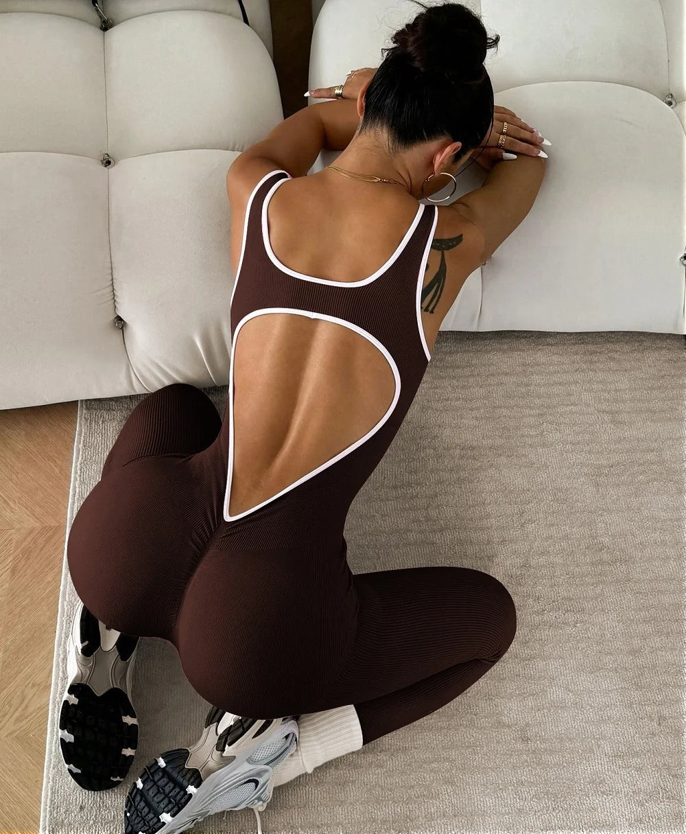 Mono Deportivo Mujer One Piece – Jumpsuit Fitness sin Costuras, Transpirable y de Secado Rápido