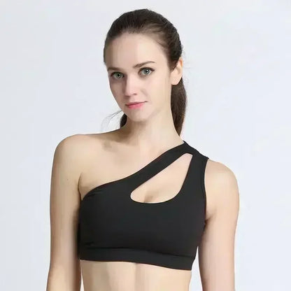 Top Deportivo Mujer One Shoulder – Sujetador Deportivo Sexy, Push Up, Transpirable y Sin Aros